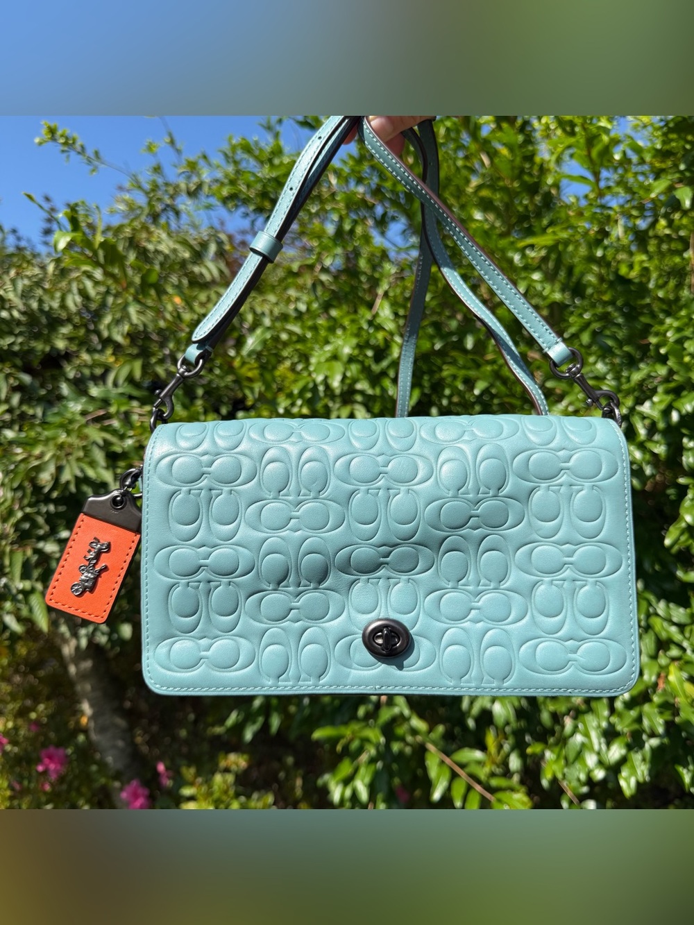 Coach Dinky In Signature Leather With Floral Bow Print Interior 30426